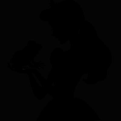 a shadow of a princess holding a frog realistic