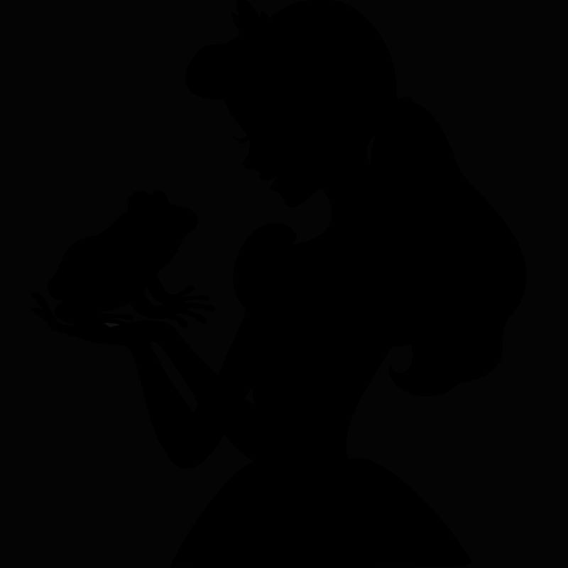 a shadow of a princess holding a frog realistic