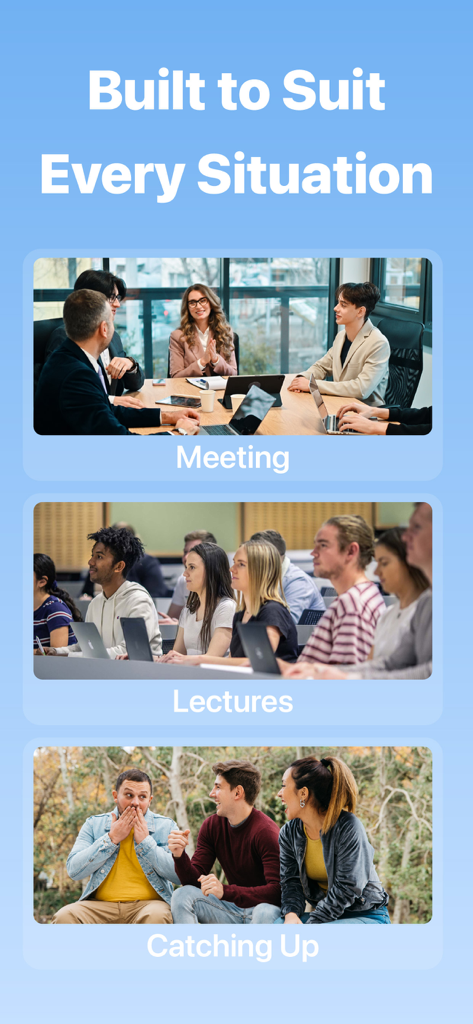 Notica - AI Meeting Notes - Application IA Notica utilisée pour enregistrer des réunions professionnelles, des conférences académiques et des conversations informelles