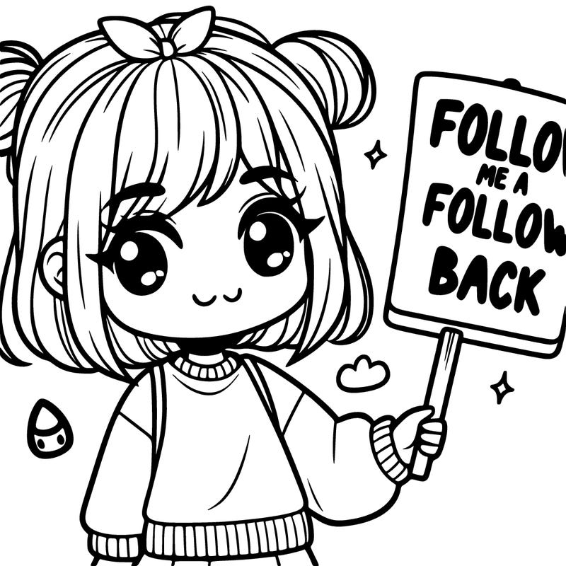 cute girl with a sign that says follow me for a follow back