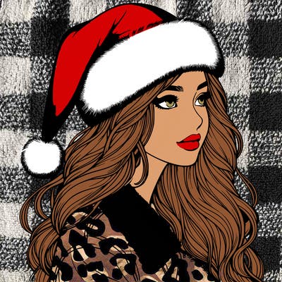 realistic girl in santa hat