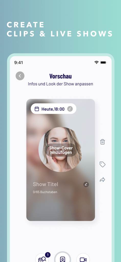Douglas Creator - Douglas Creator app preview screen for setting up a live beauty show
