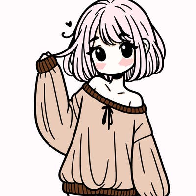 girl in baggy sweater hanging off her shoulder
