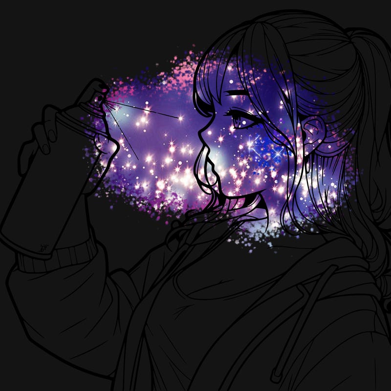 a realistic girl spray, painting