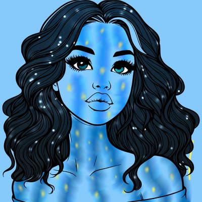 realistic girl with wavy hair and lips