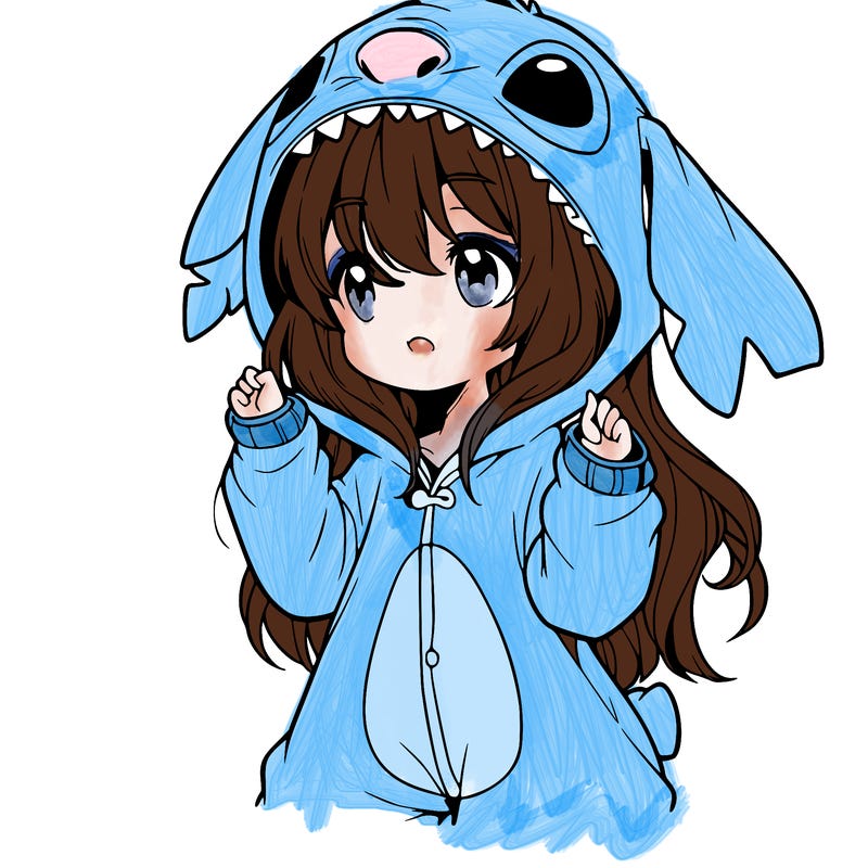 anime girl in a stitch onsie