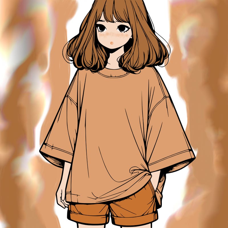 realistic girl with big t shirt and shorts