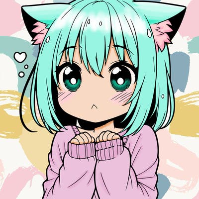 shy anime catgirl