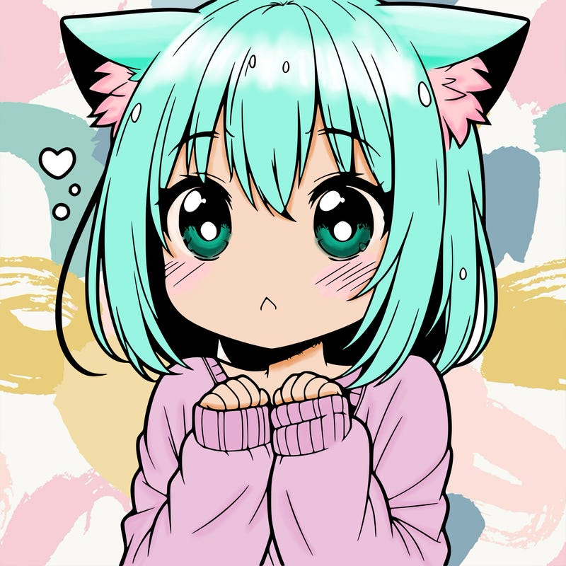 shy anime catgirl