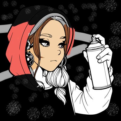 a realistic girl, spray painting