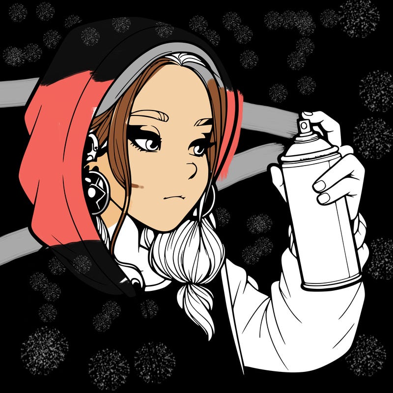 a realistic girl, spray painting