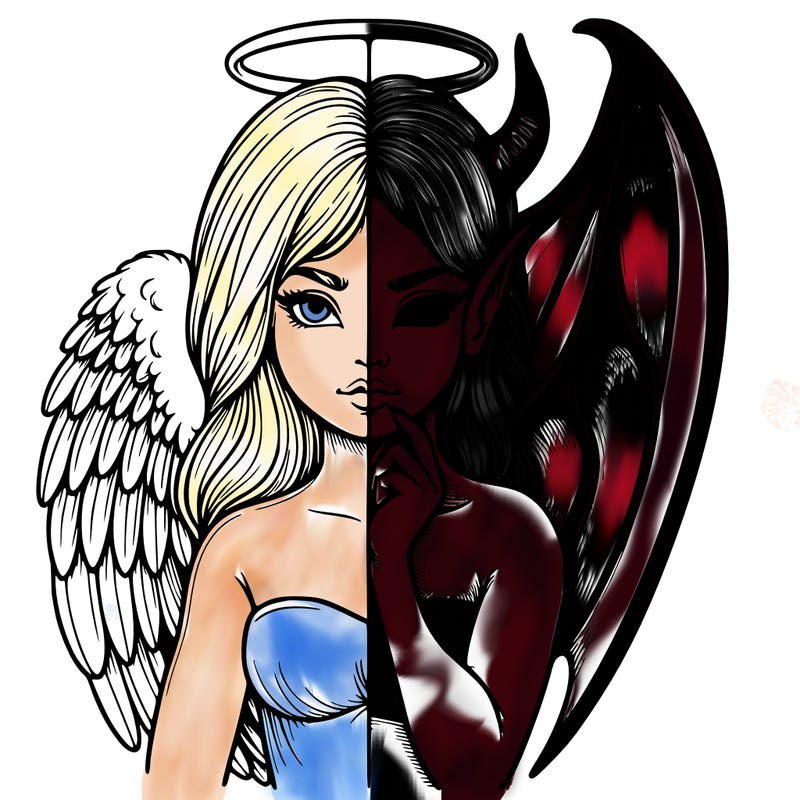 realistic angel half demon