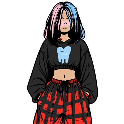 realistic girl faceless with baggy pants and a crop top
