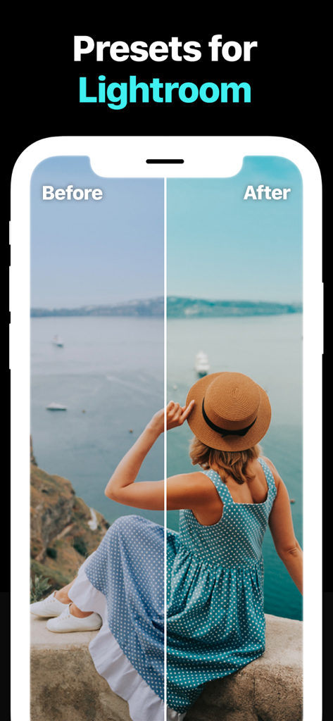 Before and after photo editing comparison using professional lightroom presets for travel photography.