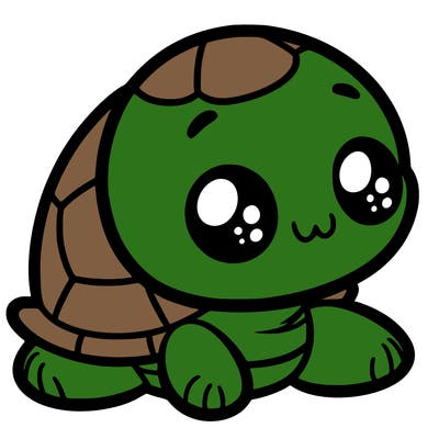 cute little animated turtle
