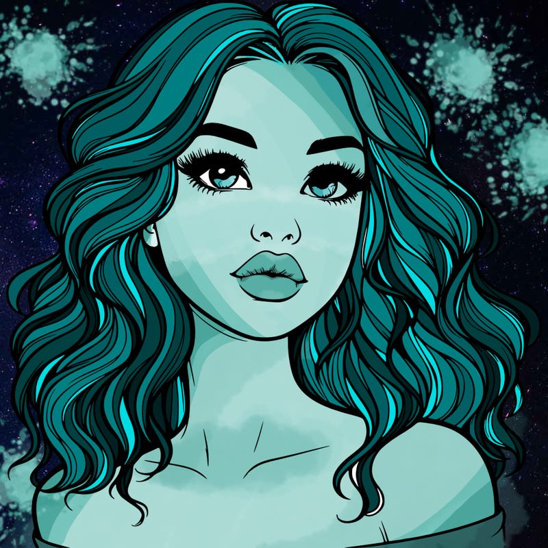 realistic girl with wavy hair and lips