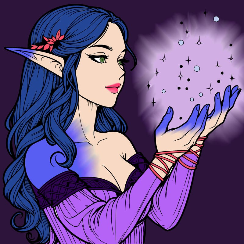 realistic elf girl doing magic