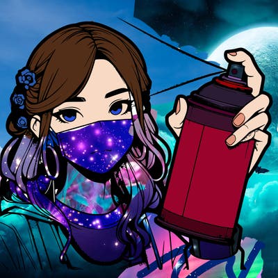 realistic girl spraypainting