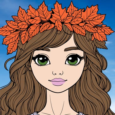 realistic girl with fall leaf crown
