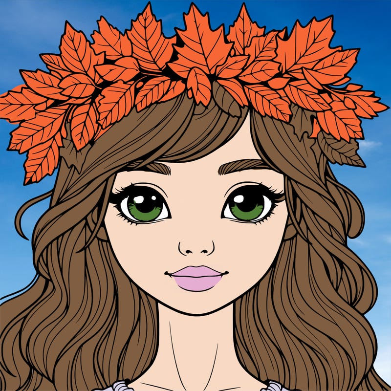 realistic girl with fall leaf crown