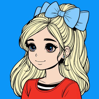 realistic girl with a bow in her hair