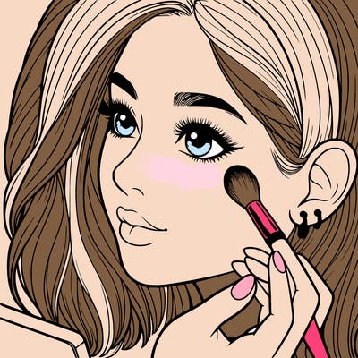 a realistic girl doing her makeup