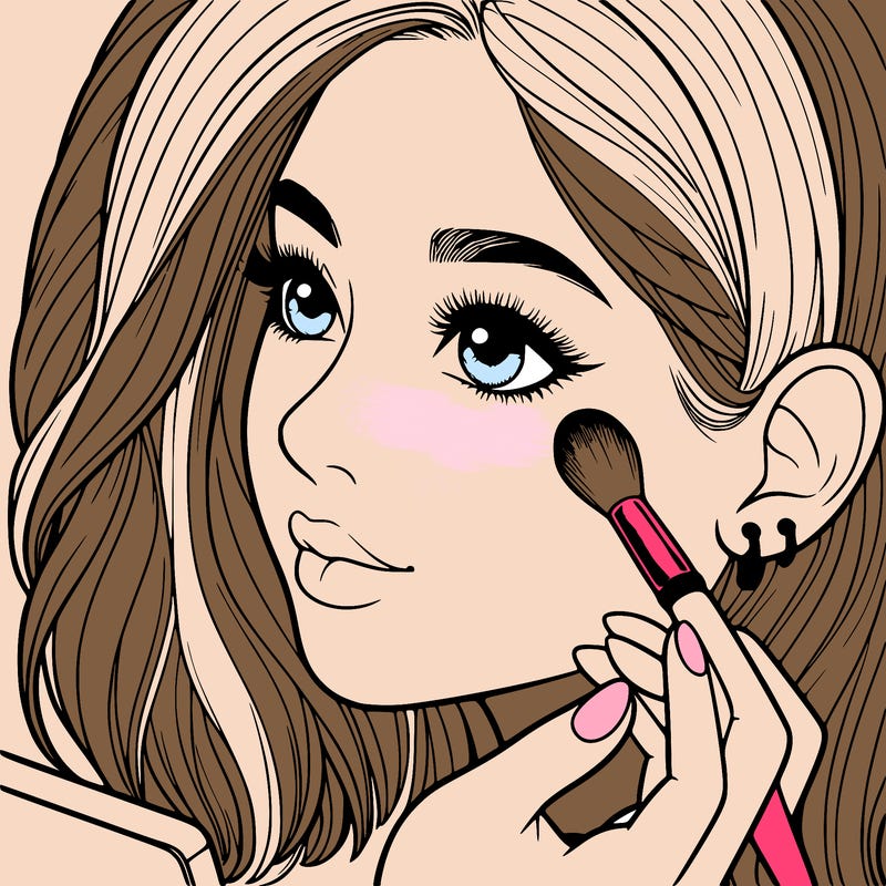 a realistic girl doing her makeup