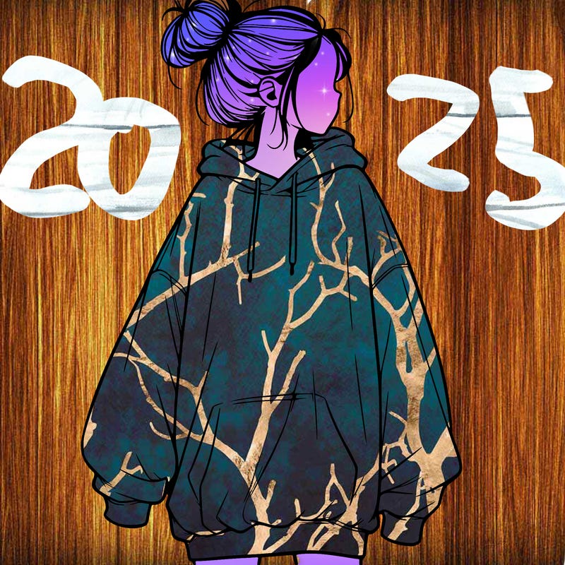 realistic girl with a oversized sweatshirt on and a bun