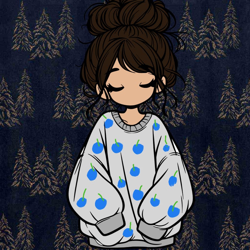 girl with baggy sweatshirt and messy bun