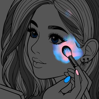 a realistic girl doing her makeup