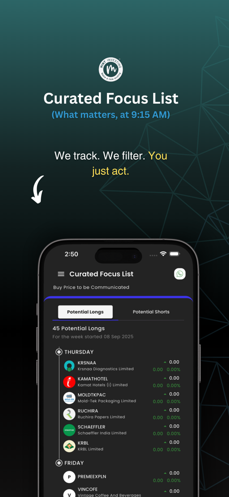 Mint Investing - Curated focus list of Indian stock recommendations in the Mint Investing app interface