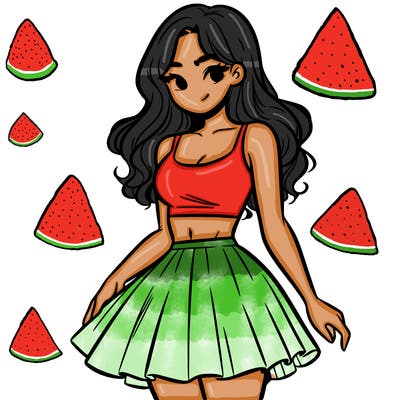 woman in a skirt and crop top