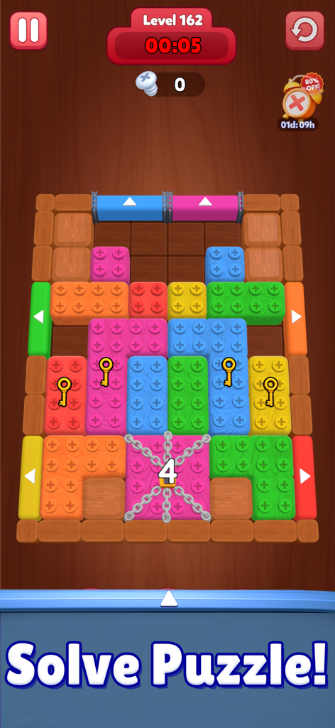 Block Mania: Color Jam - Gameplay screenshot of Block Mania Color Jam showing a puzzle with colorful building blocks and sorting mechanics
