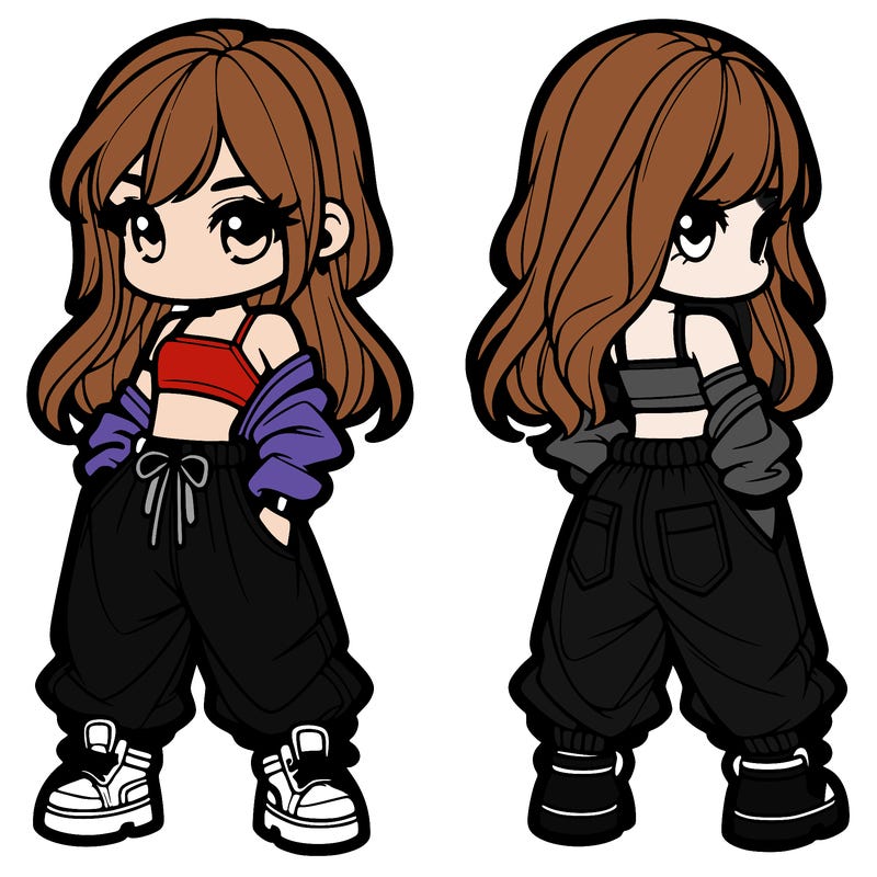 girl in crop top and baggy pants