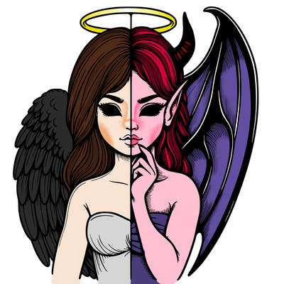 realistic angel half demon