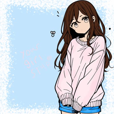 manga teen girl  in a sweater and baggy pants