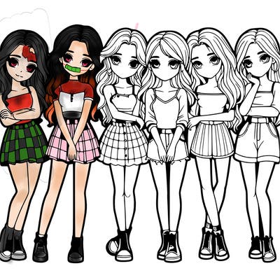 a group of girls realistic