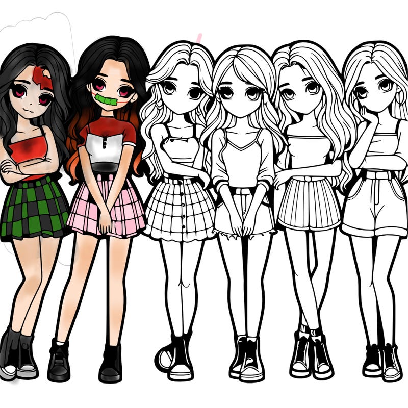 a group of girls realistic