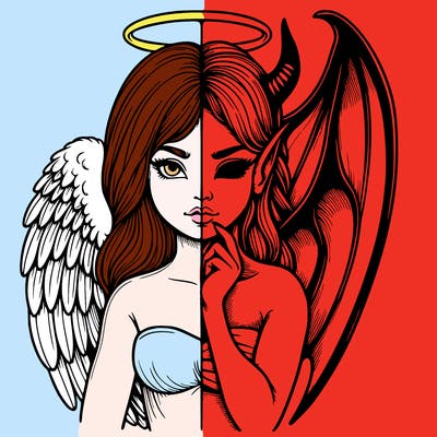 realistic angel half demon