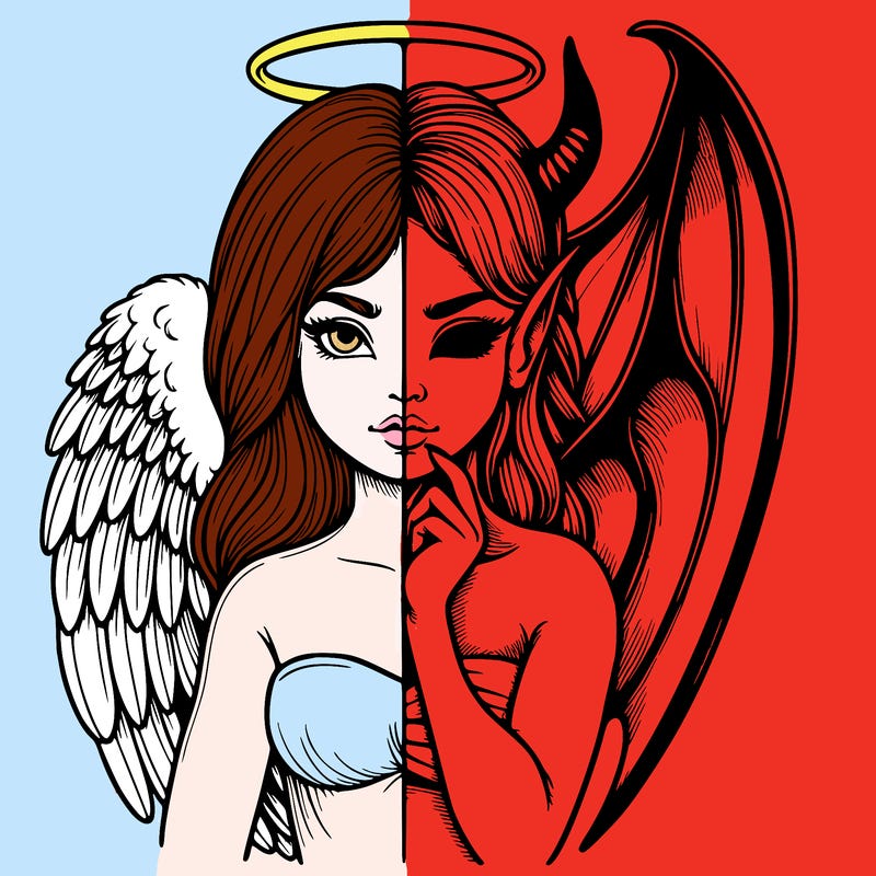 realistic angel half demon