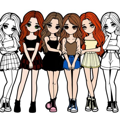 a group of girls realistic