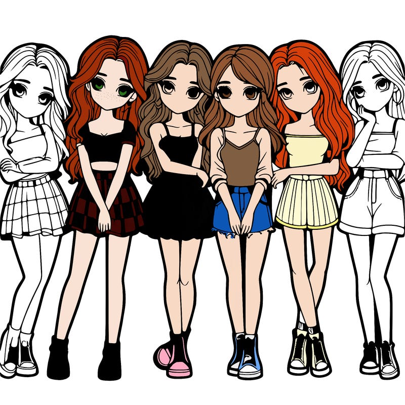 a group of girls realistic