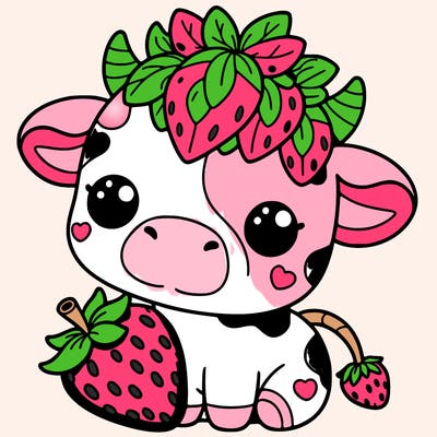 cute strawberry cow