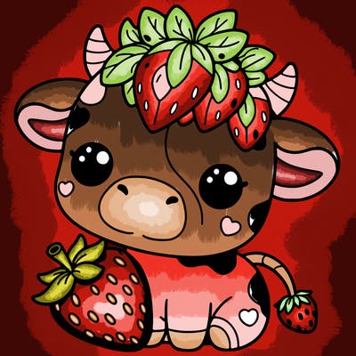 cute strawberry cow