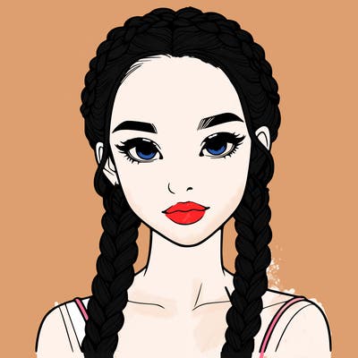 realistic girl with braids