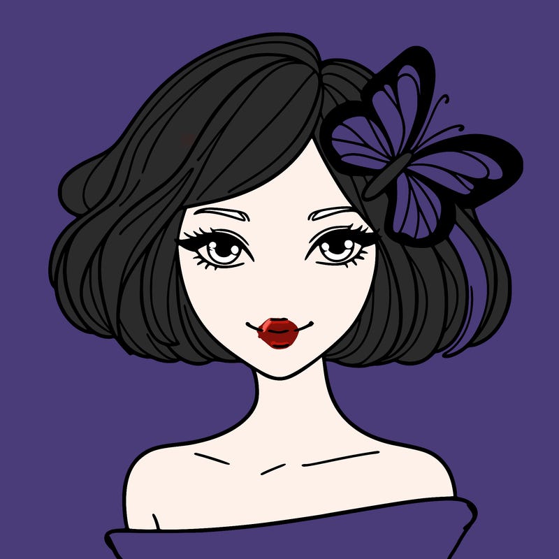 woman with butterfly short hair