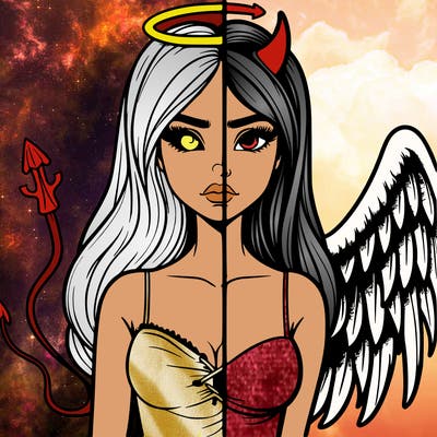 devil vs angel realistic girl