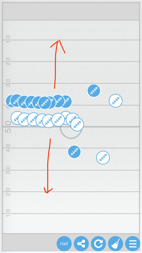 American Football Tactic - Digitales Coaching Board für American Football Taktiken mit Spielersymbolen und Spiellinien