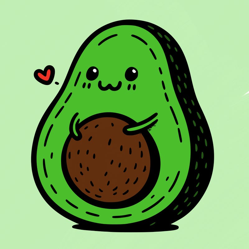 an avocado hugging an avocado