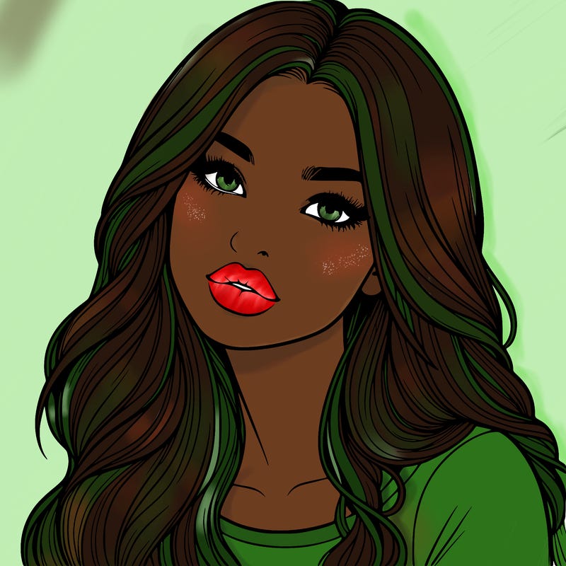 realistic girl with hair on her hair and lips